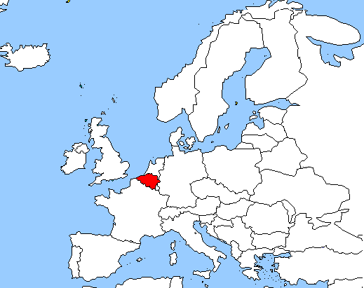 نقشه بلژیک در قاره اروپا