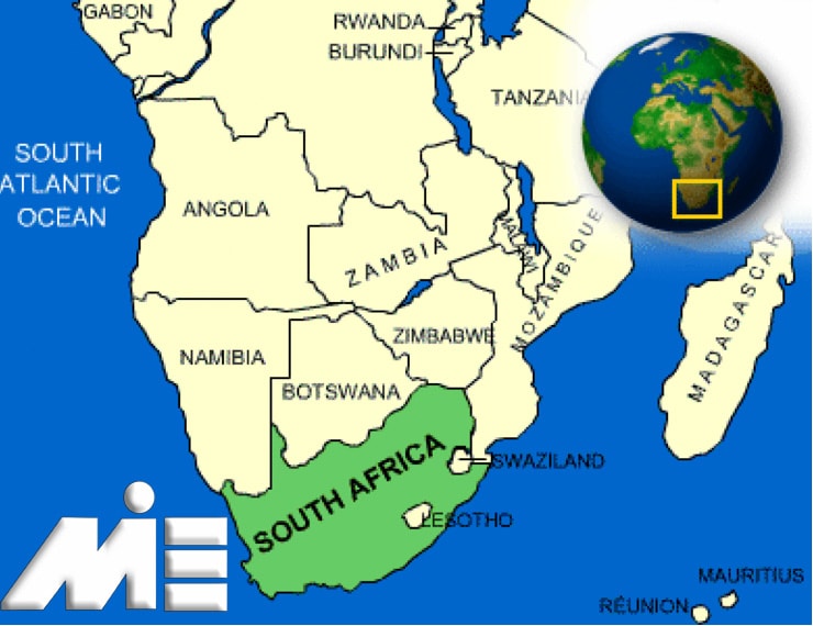 آفریقای جنوبی بر روی نقشه ـ آفریقای جنوبی کجاست؟ ـ ویزای آفریقای جنوبی