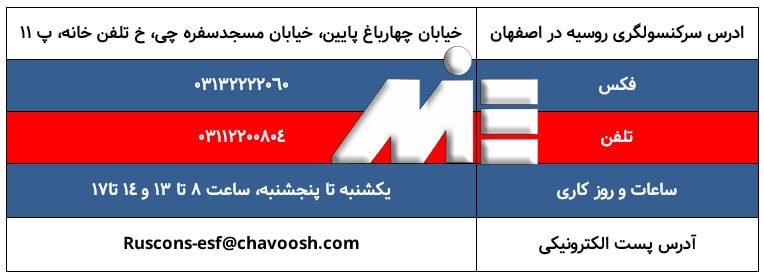 ادرس و اطلاعات سرکنسولگری روسیه در اصفهان