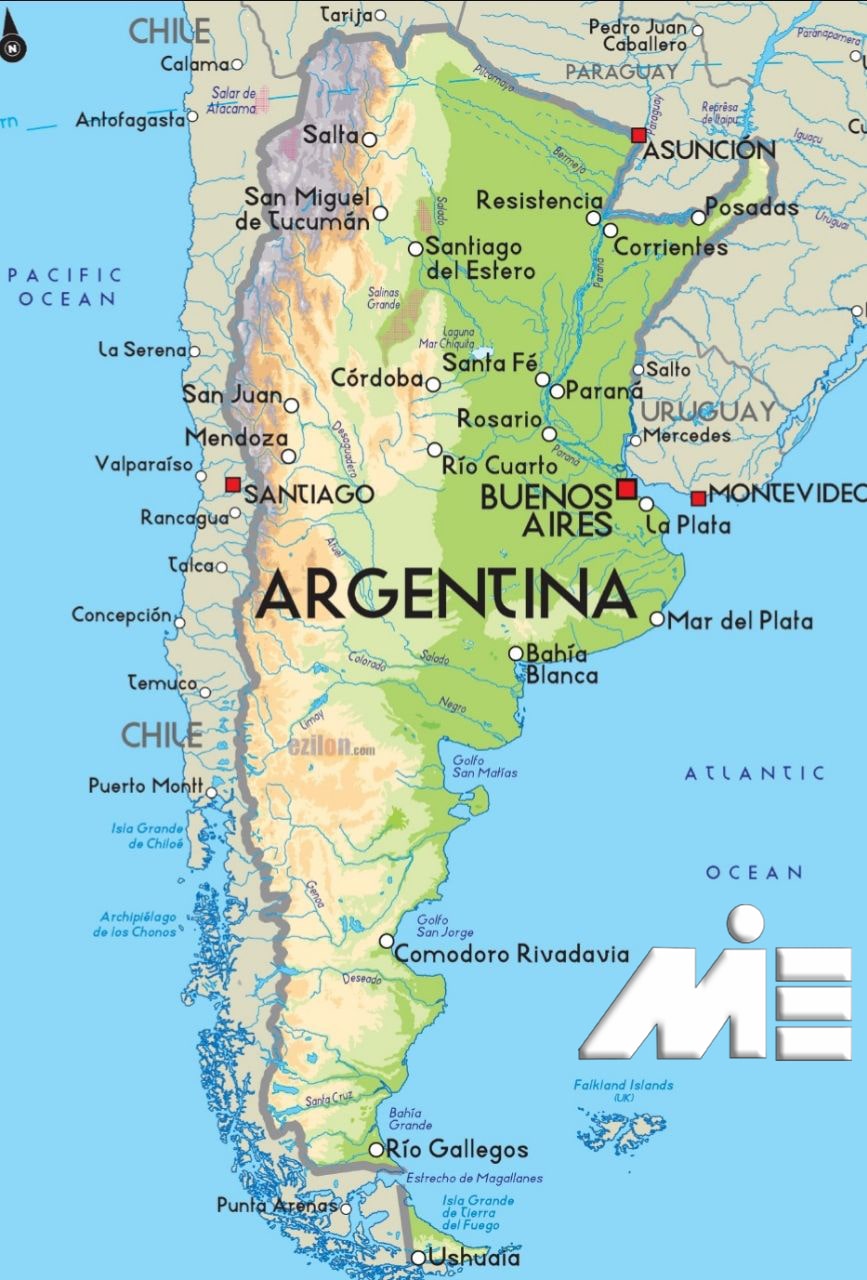 نقشه آرژانتین ـ آرژانتین بر روی نقشه ـ آرژانتین کجاست؟ ـ ویزای آرژانتین