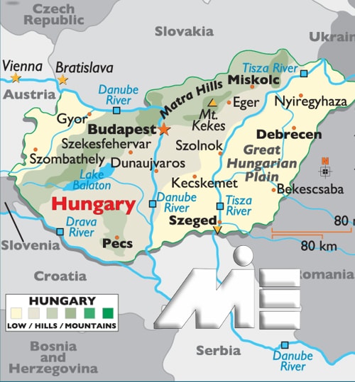 نقشه مجارستان ـ جغرافیای مجارستان