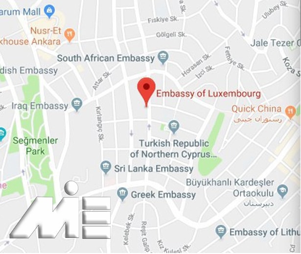 نقشه آدرس سفارت لوکزامبورگ در ترکیه ( آنکارا ) ـ آدرس سفارت لوکزامبورگ