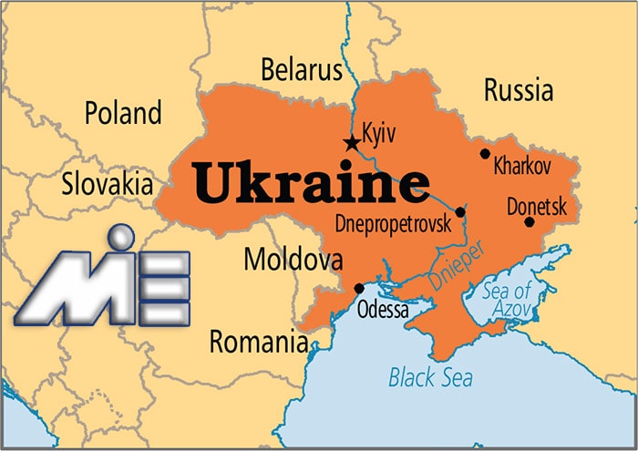نقشه کشور اوکراین ـ اوکراین کجاست؟