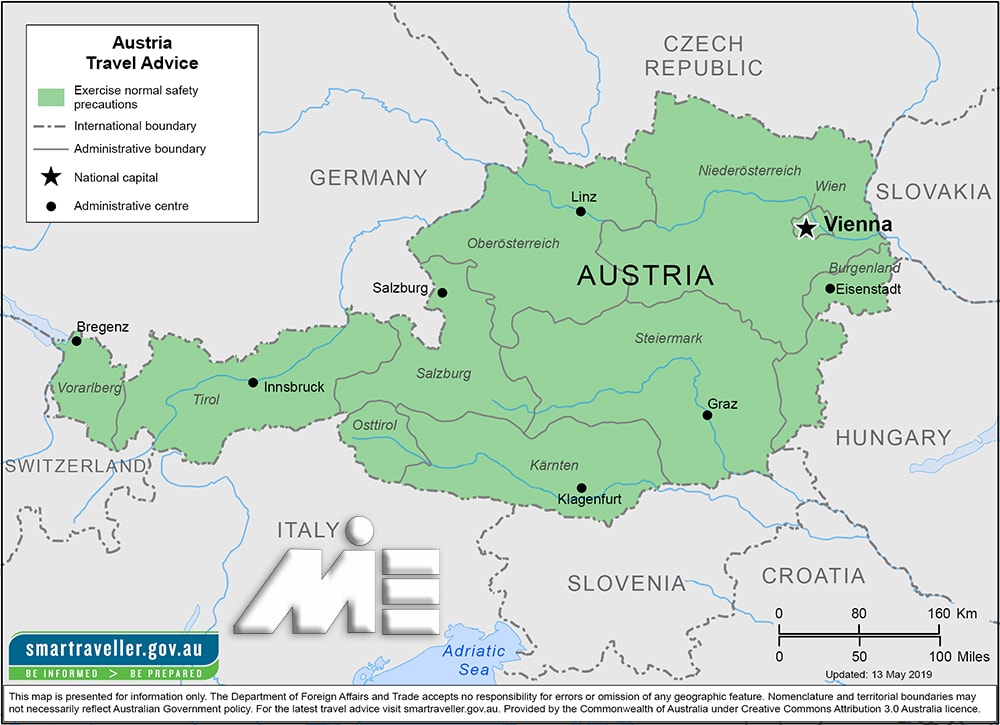 نقشه اتریش - اتریش بر روی نقشه - جغرافیای اتریش