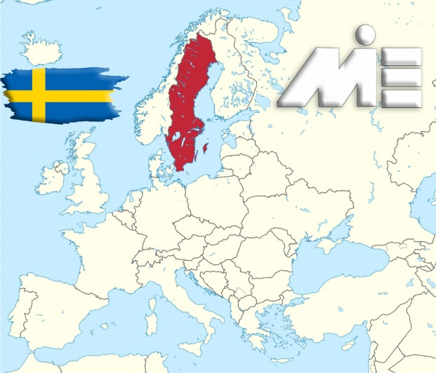 سوئد بر روی نقشه - کشور سوئد کجاست؟ - اسکاندیناوی کجاست؟ - پرچم سوئد - مهاجرت به سوئد