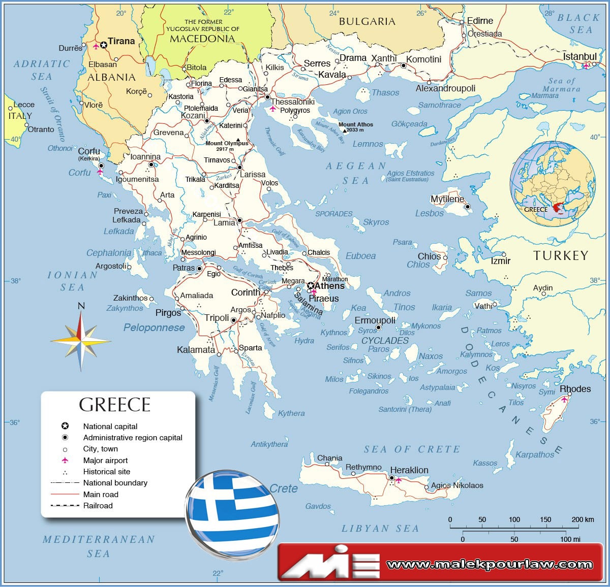 نقشه یونان - یونان کجاست؟ - مهاجرت به یونان - اقامت یونان - سفر توریستی به یونان