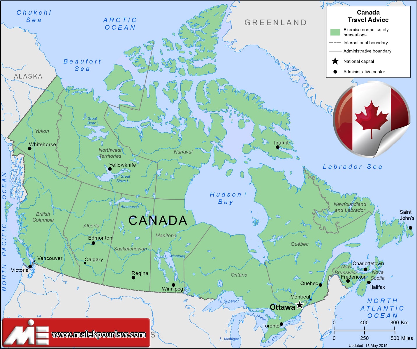 نقشه کانادا - مهاجرت به کانادا - اقامت کانادا - کانادا کجاست؟